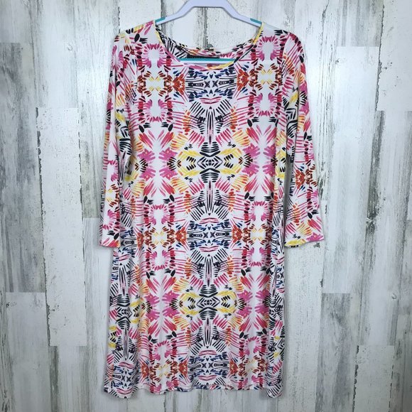 Ivanka Trump jersey knit dress print colorful boho - Picture 1 of 7
